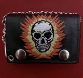 flaming skull wallet